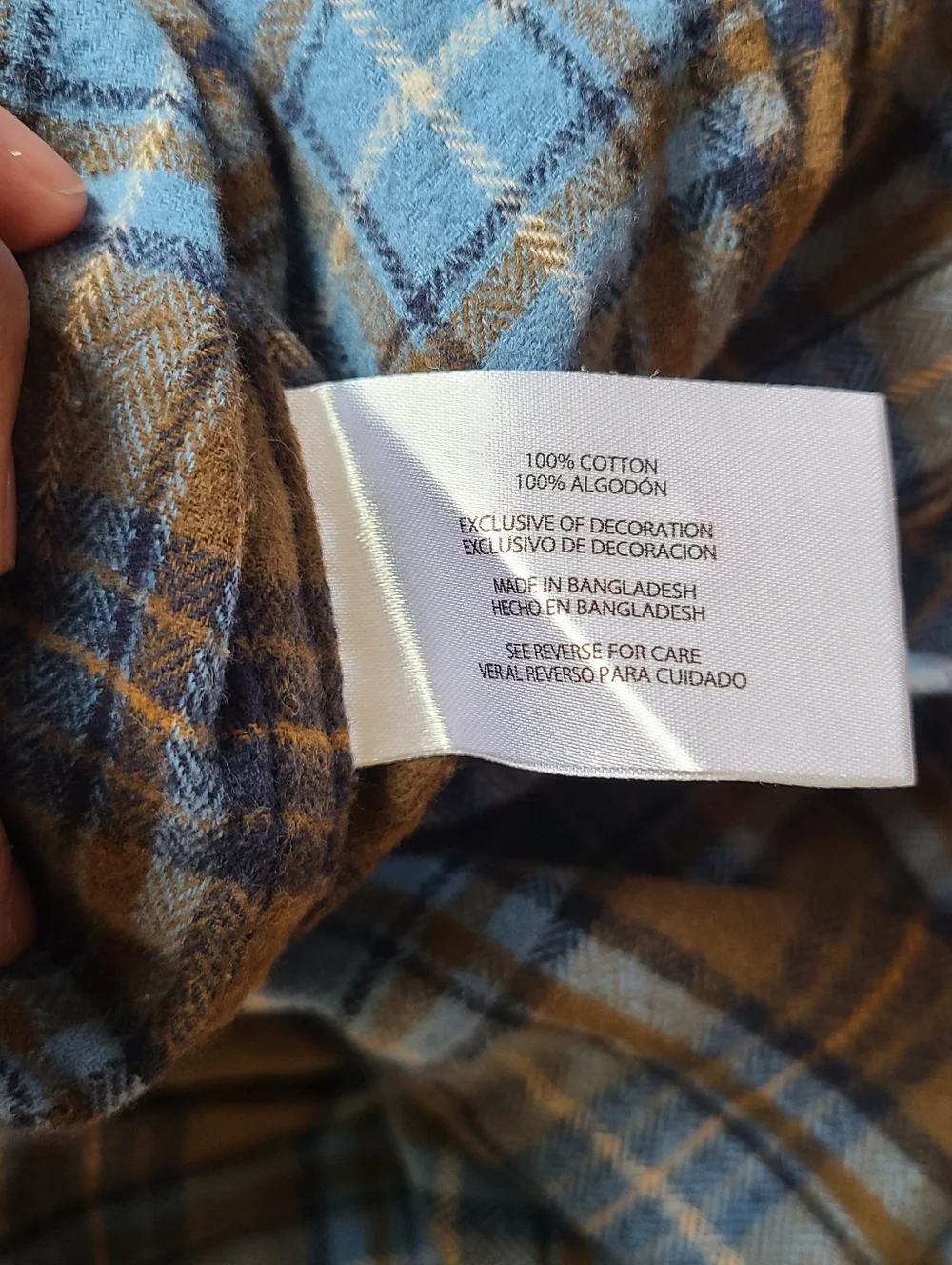 Eddie Bauer Plaid Button-Down Shirt Flannel- Light Blue & Brown Sz XXL - Picture 6 of 6